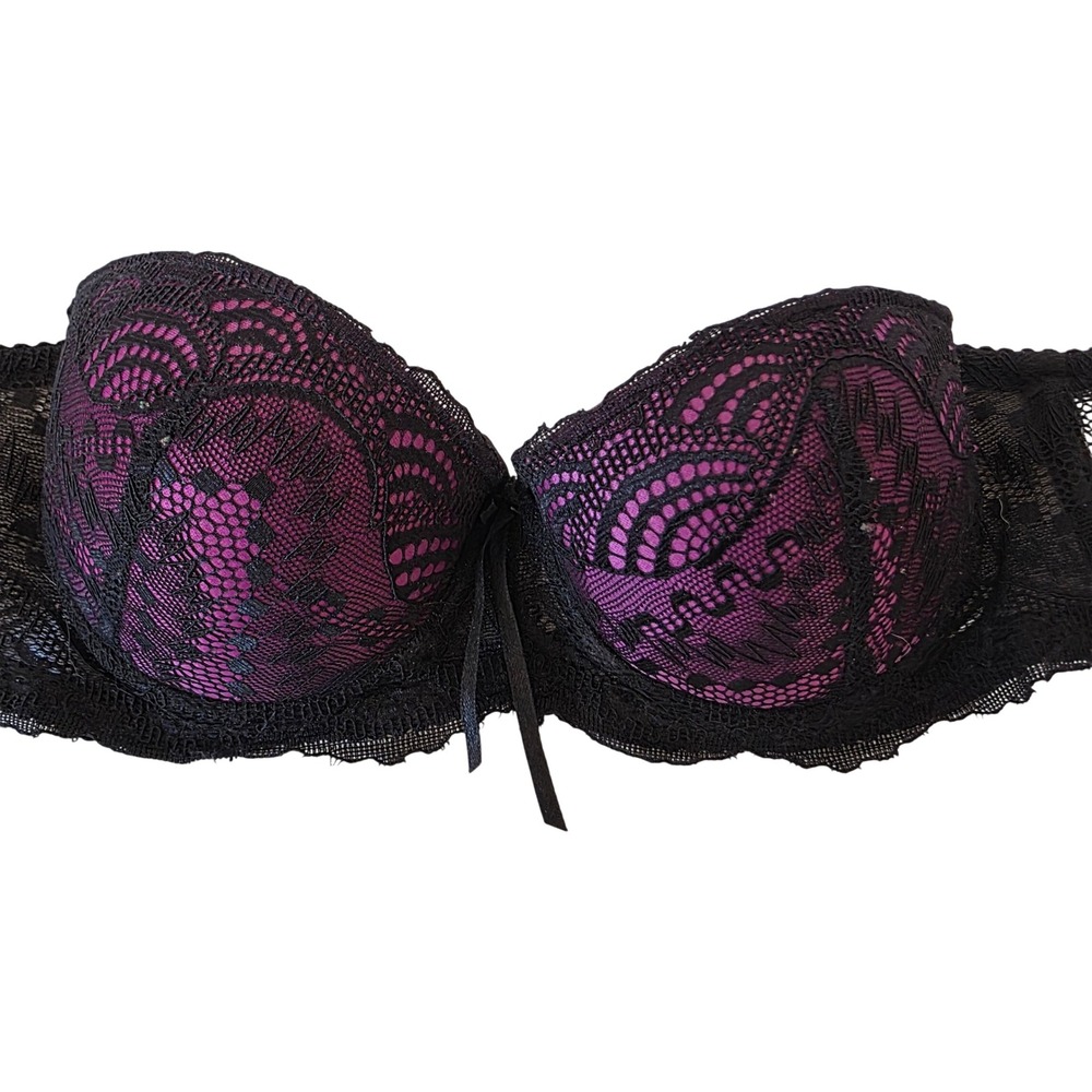 Black Lace‎ Padded Push Up Bra Purple Lingerie Underwire Sexy